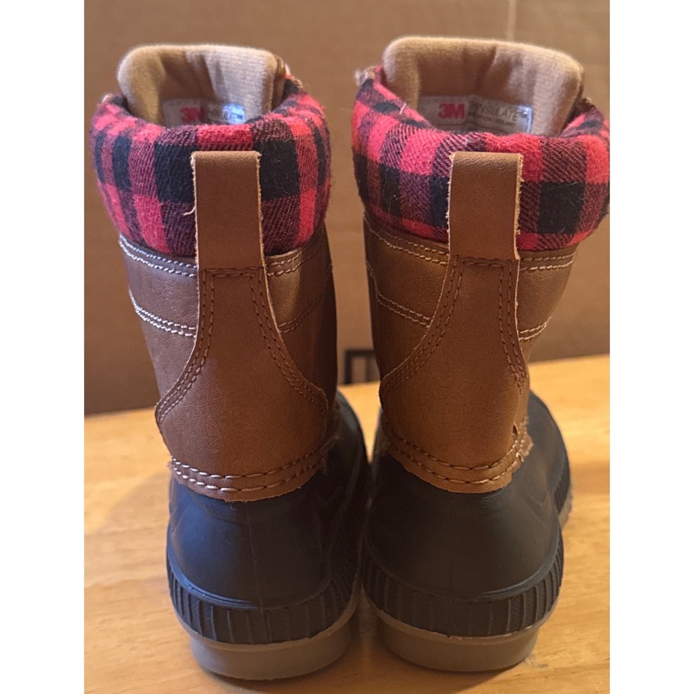 Gap Kids Duck Boots 3M Thinsulate 200 g Plaid Trim Hook Loop Toddler Sz 9 / 10 - Picture 3 of 13